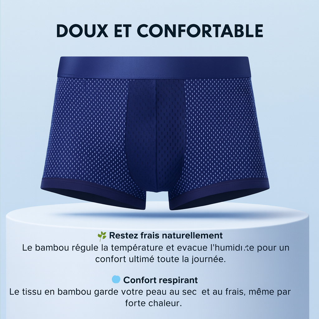 Lot de 4 Boxers Homme en Bambou – Ultra Confort & Respirants