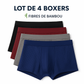 Lot de 4 Boxers Homme en Bambou – Ultra Confort & Respirants