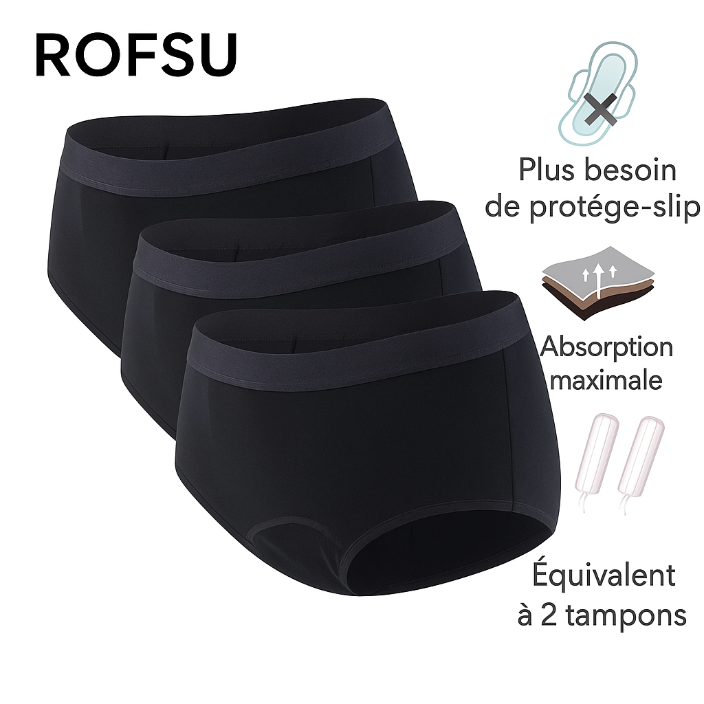 Lot de 3 culottes absorbantes en bambou – lavables & réutilisables